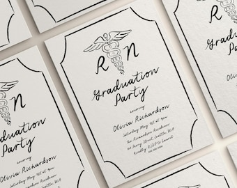 Plantilla editable de invitación de graduación de enfermería / Anuncio de graduación de la escuela de enfermería BSN / Invitación de graduación de RN / 100% editable en color / CANVA