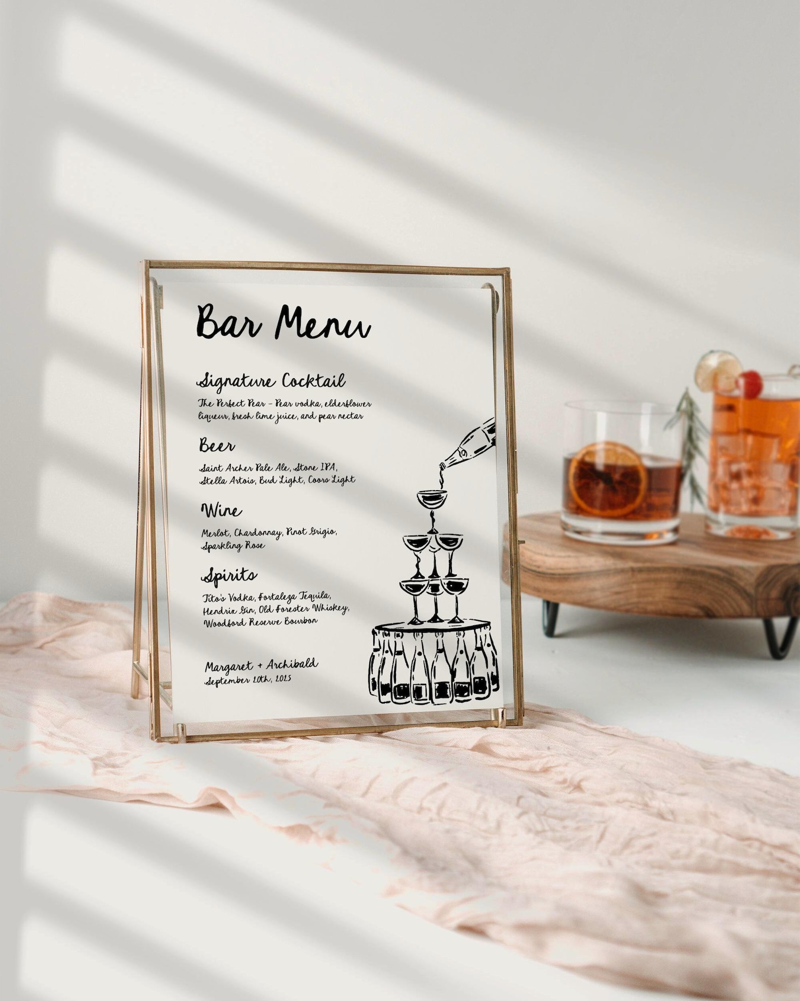 Whimsical Wedding Bar Menu Sign Template | Hand Drawn Bar Menu ...