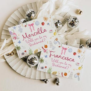 Editable Bridesmaid Proposal Card | Will You Be My Bridesmaid Invite | Quirky Whimsical Wedding | Summer Italian Wedding | Canva Template