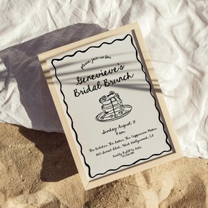 Inbjudan till brudbrunch | Redigerbar mall för brunchinbjudan till bröllopsdusch | Nyckfull handritad illustration bild 4