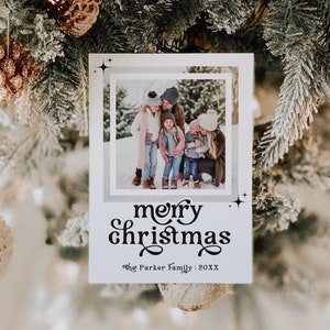 Retro Holiday Card Template Photo Holiday Card Photo Christmas Card Boho Holiday Card Editable Card Printable Digital Download image 2