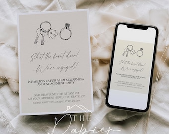 Editable Housewarming & Engagement Party Invitation | Engagement Invitation Template | New Home Invite Printable | Digital Download | CANVA