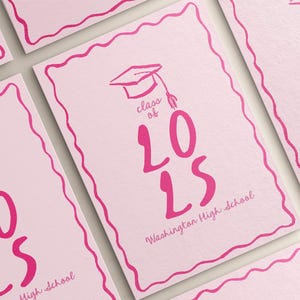 Hand Drawn Graduation Photo Invitation Whimsical | Quirky Wavy Frame Graduation Party | Grad Invite | 100% Color Editable | Canva Template