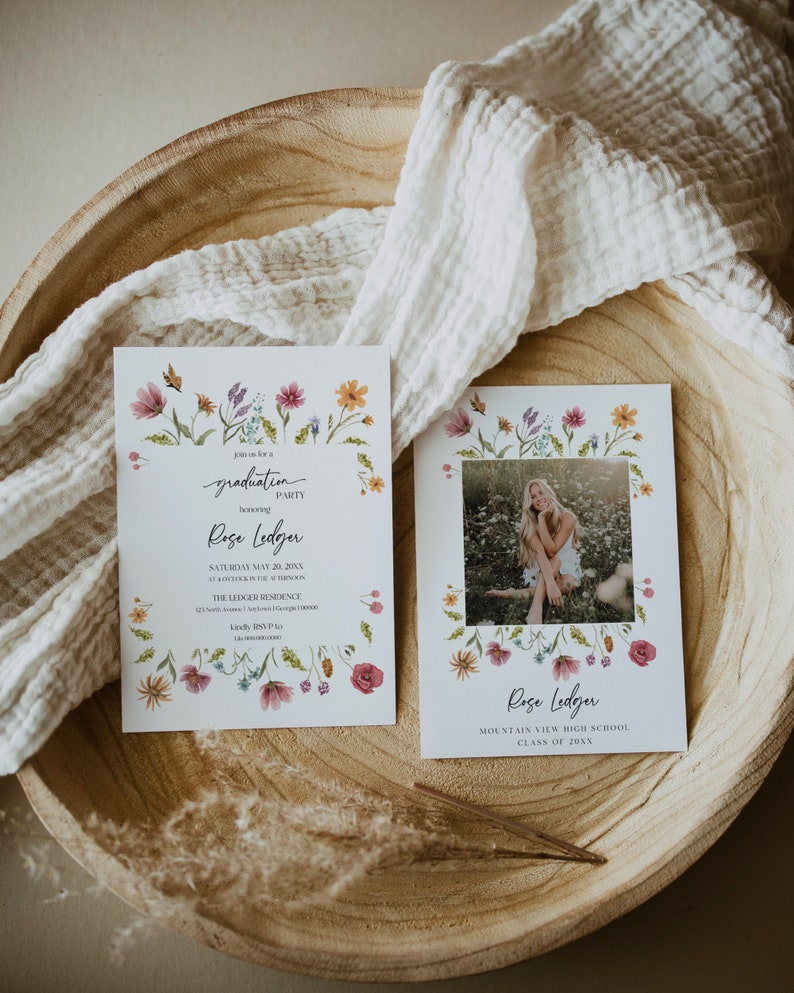 Wildflower Graduation Announcement Template Wildflower Graduation