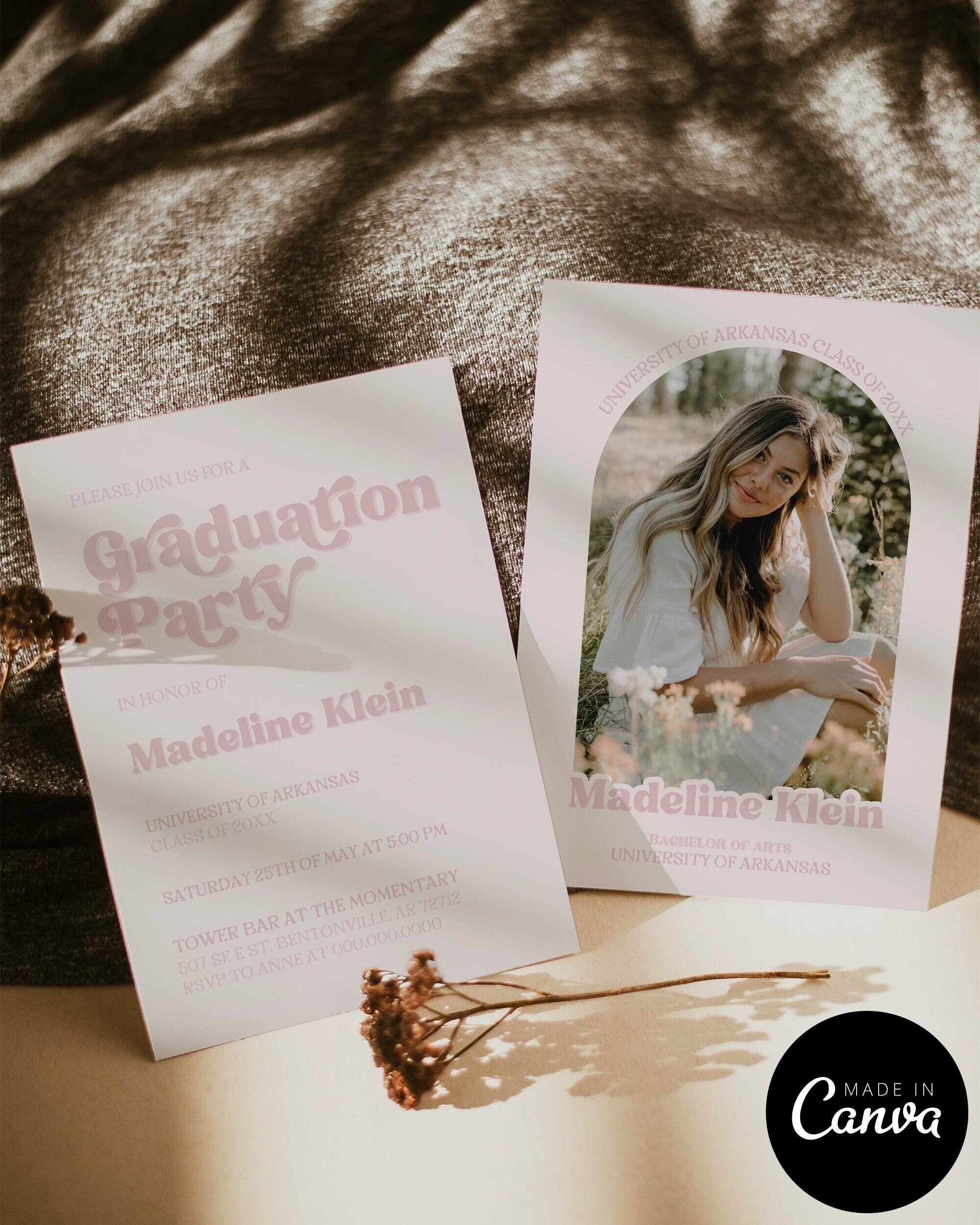 Graduation Arch Photo Invitation Template | College Graduation | Retro ...