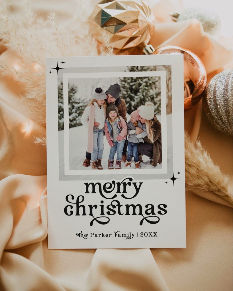 Retro Holiday Card Template Photo Holiday Card Photo Christmas Card Boho Holiday Card Editable Card Printable Digital Download image 6