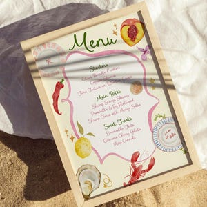 Menu de mariage fantaisiste La Dolce Vita 5 x 7 | Menu de mariage italien d'été | Menu original à l'aquarelle | Menu du dîner côtier | Modèle de toile 5 x 7