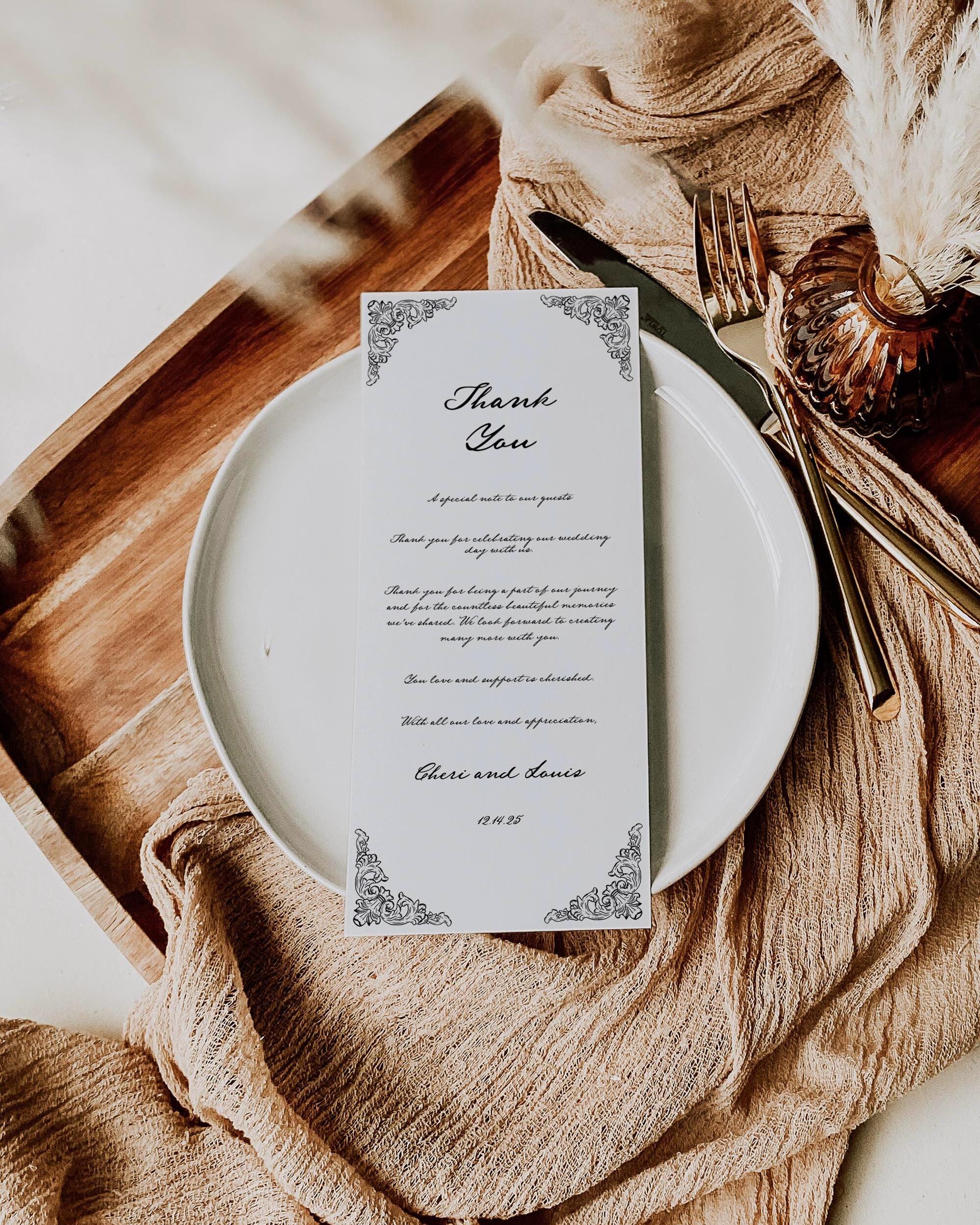 アンティーク　メニュー　MARIAGE Wedding Menu Template 4x9 | French Baroque Frame | Wedding Dinner