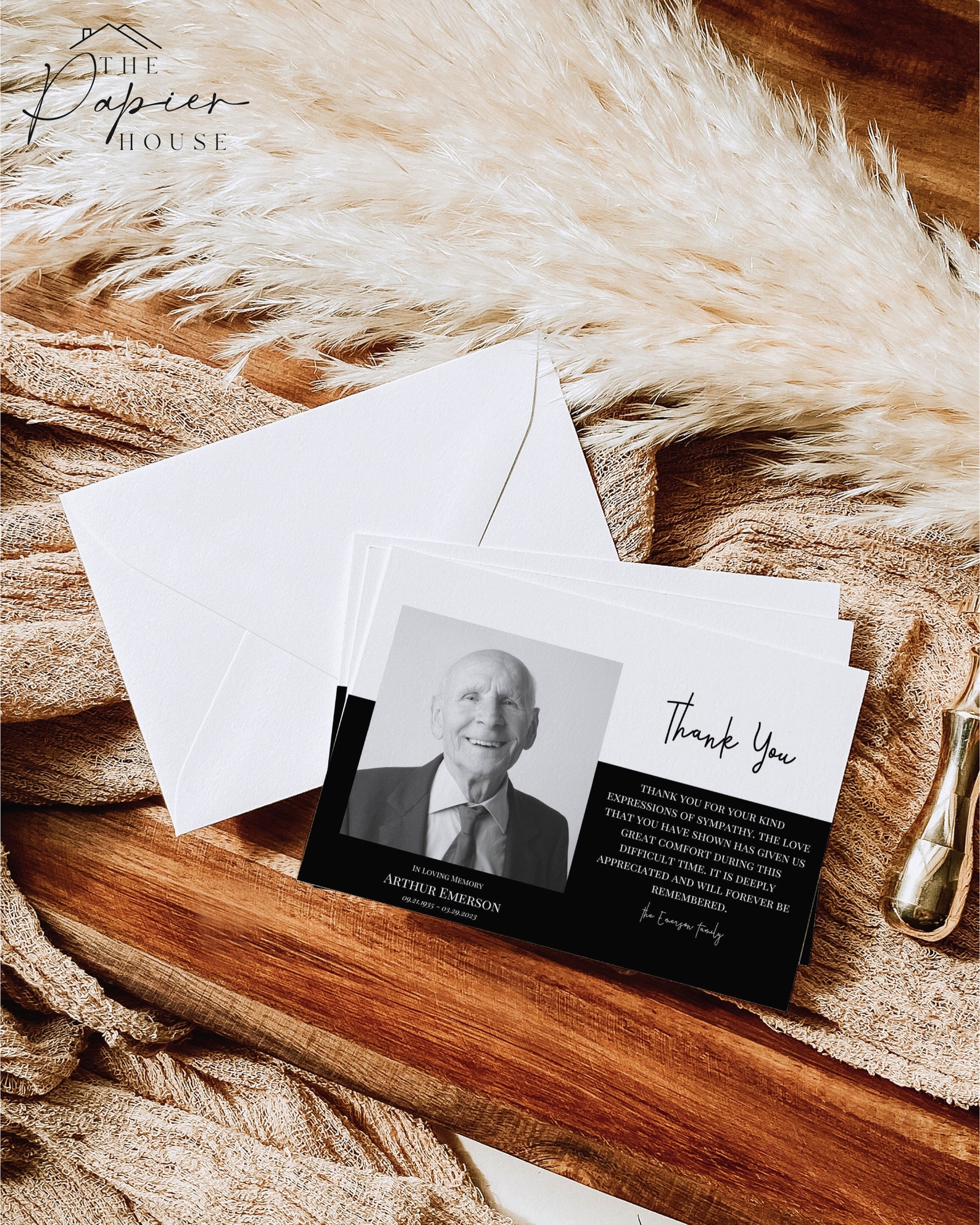 Funeral Thank You Card Template Modern Funeral Sympathy Card Photo ...
