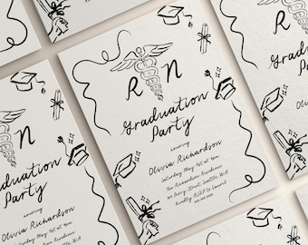 Plantilla editable de invitación de graduación de enfermería / Anuncio de graduación de la escuela de enfermería BSN / Invitación de graduación de RN / 100% editable en color / CANVA