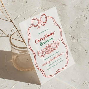 Whimsical Christmas Brunch Invitation Template | Holiday Brunch Invite | Friendsmas Invite | Family Christmas Party | Hand Drawn | Canva image 6