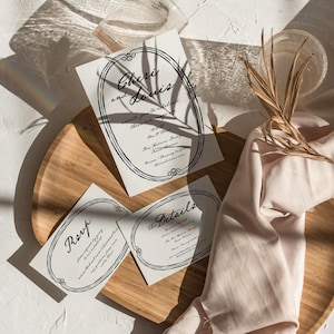 Skurrile Hochzeitseinladungs-Reihe Hand gezeichnet | Einladen, Details, Antwortantworten | Hochzeitseinladungs-Set im French Style | Handgeschriebene Hochzeitskarte