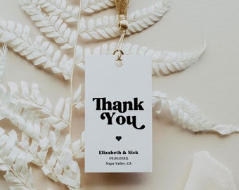 Retro Favor Tag Template | Minimal Thank You Tag | Wedding Thank You Tag Printable | Bridal Shower Favor | INSTANT DOWNLOAD | CANVA