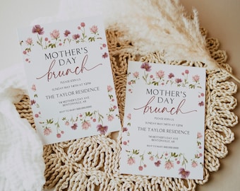 Mother's Day Brunch Invitation | Mother's Day Card Printable | Wildflower Invitation Template | Floral Mother's Day Invite | CANVA Download