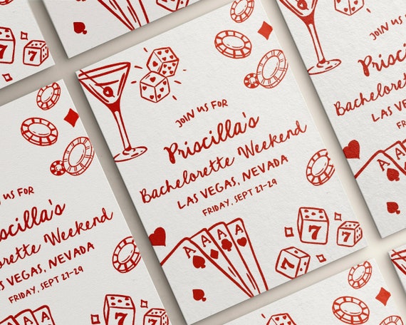 Las Vegas Casino Night Bachelorette Invitation Itinerary Editable Template | Bachelorette Invite | Hand Drawn| Hen Party | Bach Party Invite