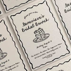 Inbjudan till brudbrunch | Redigerbar mall för brunchinbjudan till bröllopsdusch | Nyckfull handritad illustration bild 1
