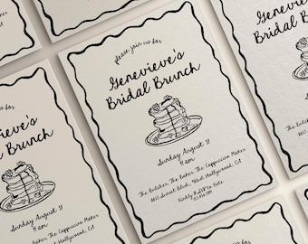 Bridal Brunch Invitation Wedding Shower Brunch Invite Editable Template | Whimsical Hand Drawn Illustration