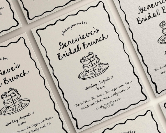 Bridal Brunch Invitation Wedding Shower Brunch Invite Editable Template | Whimsical Hand Drawn Illustration
