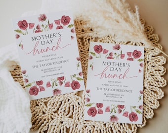 Mother's Day Brunch Invitation | Mother's Day Card Printable | Wildflower Invitation Template | Floral Mother's Day Invite | CANVA Download