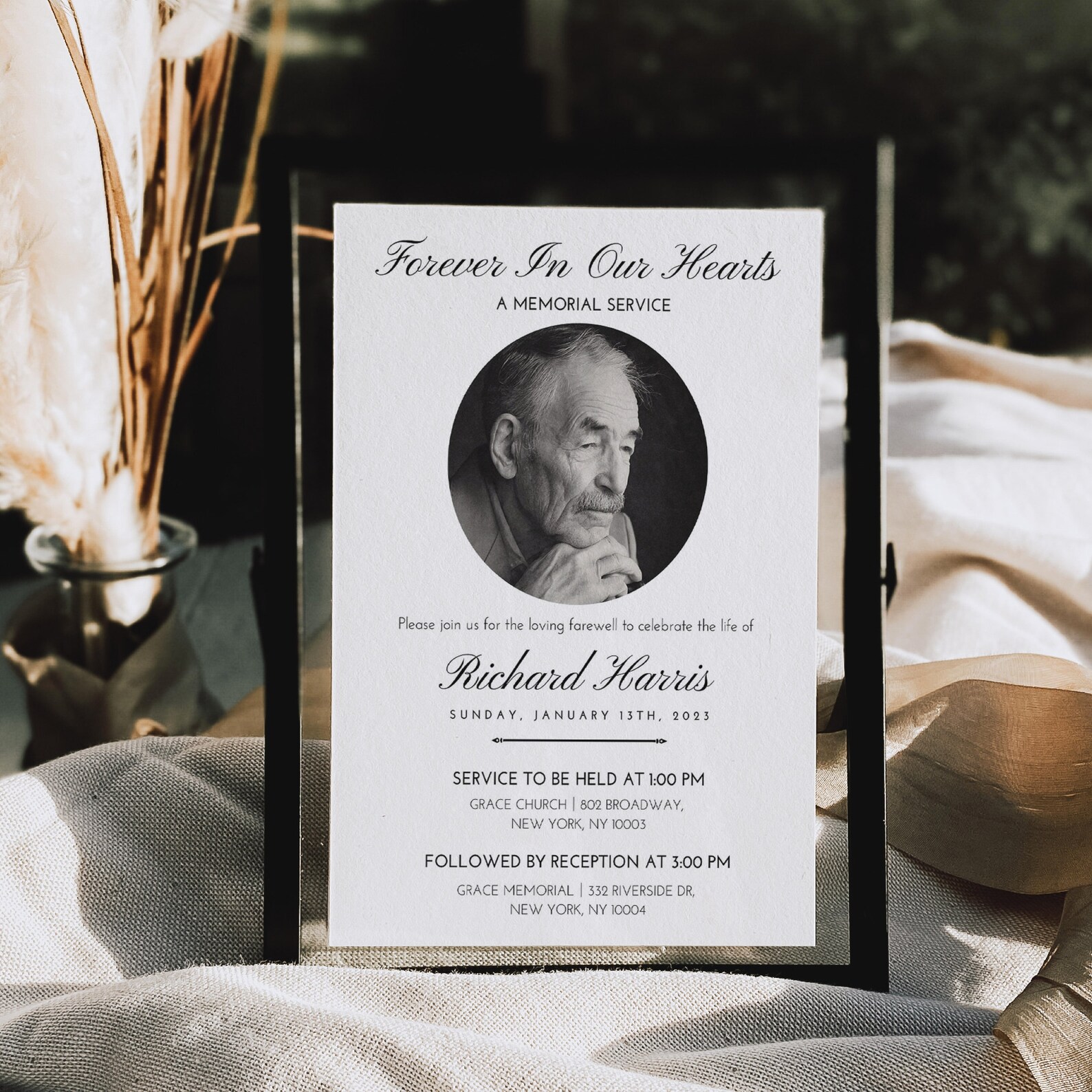 Funeral Announcement Template Editable Template Elegant - Etsy
