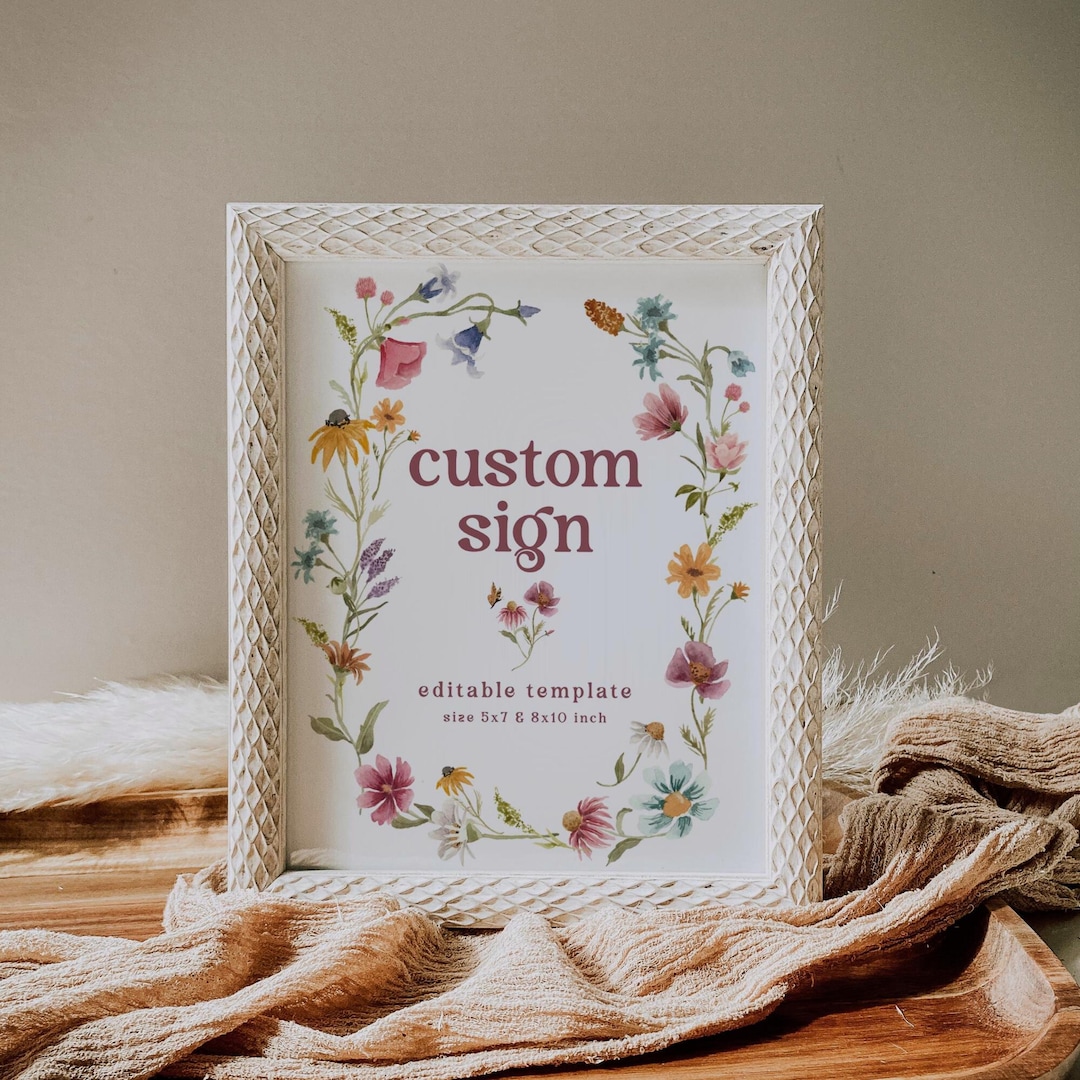 Wildflower Graduation Custom Sign Editable | Grad Party Table Sign ...