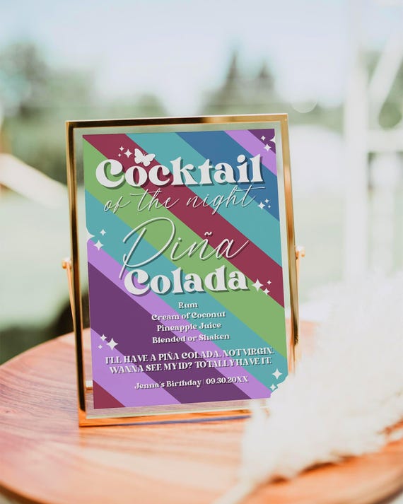 13 Going on 30 Cocktail Sign Editable | Signature Drink Sign | Drink Menu | Thirty Flirty and Thriving 30th Birthday Sign | Canva Template