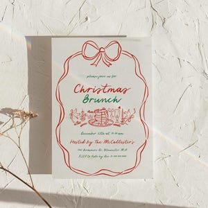Whimsical Christmas Brunch Invitation Template | Holiday Brunch Invite | Friendsmas Invite | Family Christmas Party | Hand Drawn | Canva image 2