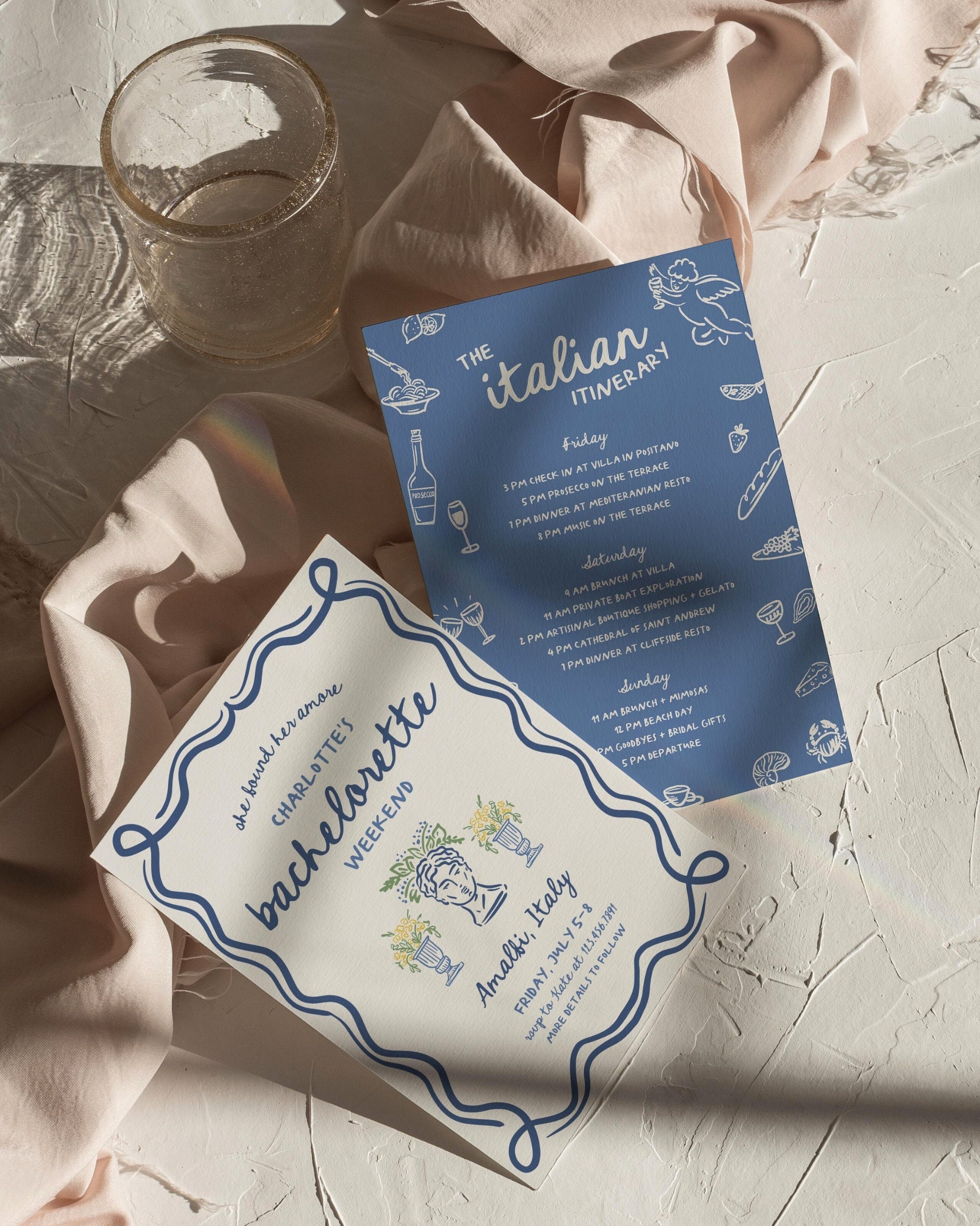 Italian Function Invitations Italian Bachelorette Invitation Itinerary Template, Coastal ...