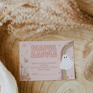 Little Boo Diaper Raffle Card Template | Retro Halloween Baby Shower Game | Bring A Pack of Diapers | Digital Download | CANVA
