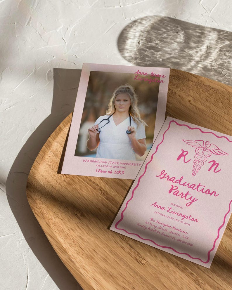 Nurse Graduation Invitation Editable Template BSN Nursing School