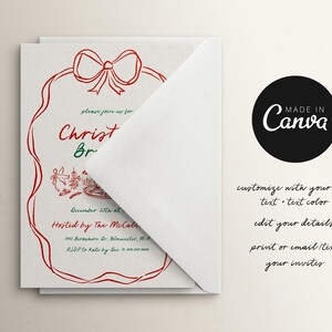 Whimsical Christmas Brunch Invitation Template | Holiday Brunch Invite | Friendsmas Invite | Family Christmas Party | Hand Drawn | Canva image 5