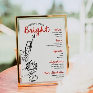Christmas Cocktail Drink Menu Sign Editable | Holiday Cocktail Sign | Whimsical Drink Menu | Hand Drawn | Canva Template DOWNLOAD