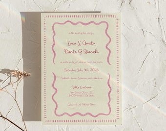 La Dolce Vow Whimsical Wedding Invitation | Letnie włoskie zaproszenie na ślub | Oryginalna akwarela | Szablon Canva