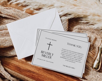 Funeral Thank You Card Template | Simple Thank You Card | Minimalist Sympathy Card | Instant Download | Editable Template | Canva Template