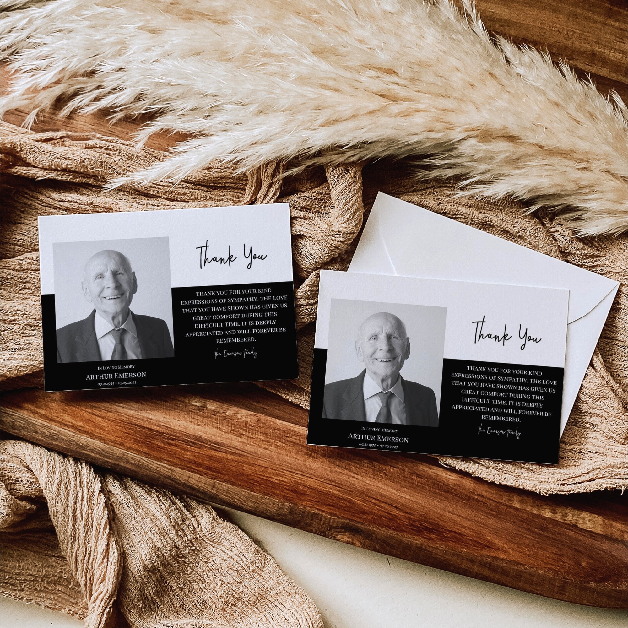 Funeral Thank You Card Template Modern Funeral Sympathy Card Photo ...