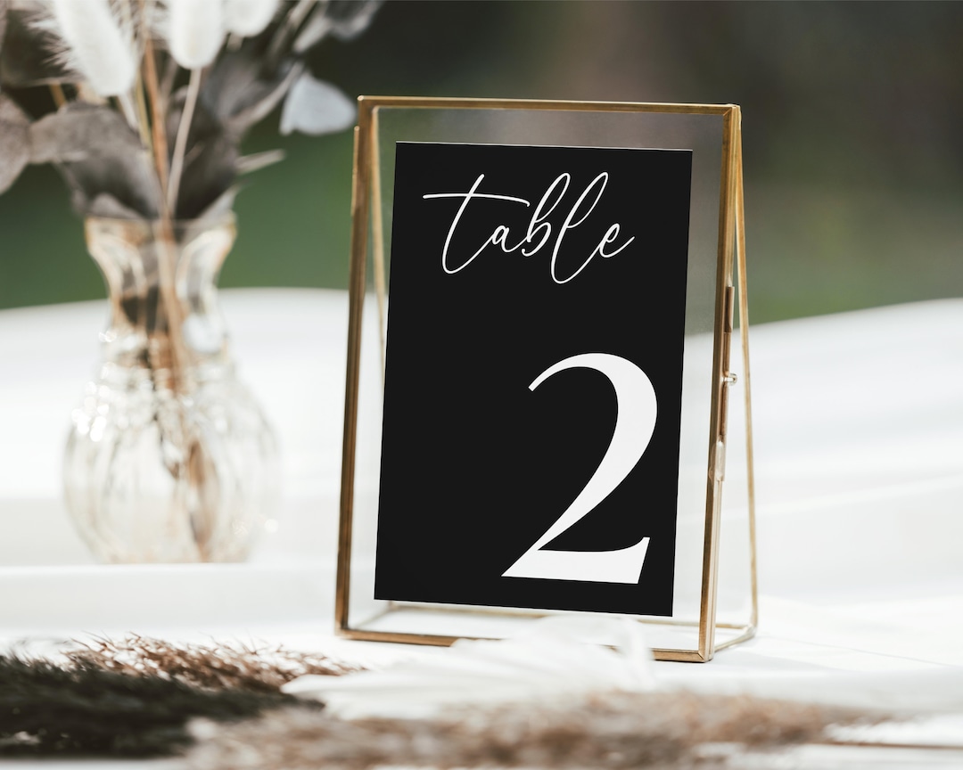 Minimalist Wedding Table Number Template Modern Table Numbers Canva