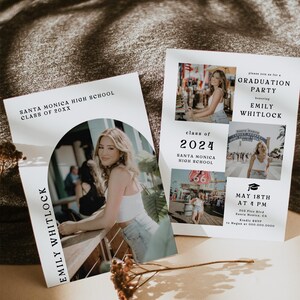Editable Arch Photo Graduation Invitation Template | Minimal Boho Graduation Announcement | 2024 Graduation Invite | High School Grad Invite