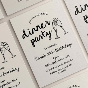 Birthday Dinner Party Invitation Editable Template | Birthday Invite | Whimsical Hand Drawn 30th Birthday Party Invite