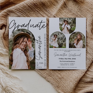 Graduation Announcement 2023 Template | Editable Graduation Invitation Template | Minimalist Grad Invite | Canva Template DIY
