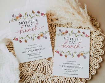 Mother's Day Brunch Invitation | Mother's Day Card Printable | Wildflower Invitation Template | Floral Mother's Day Invite | CANVA Download