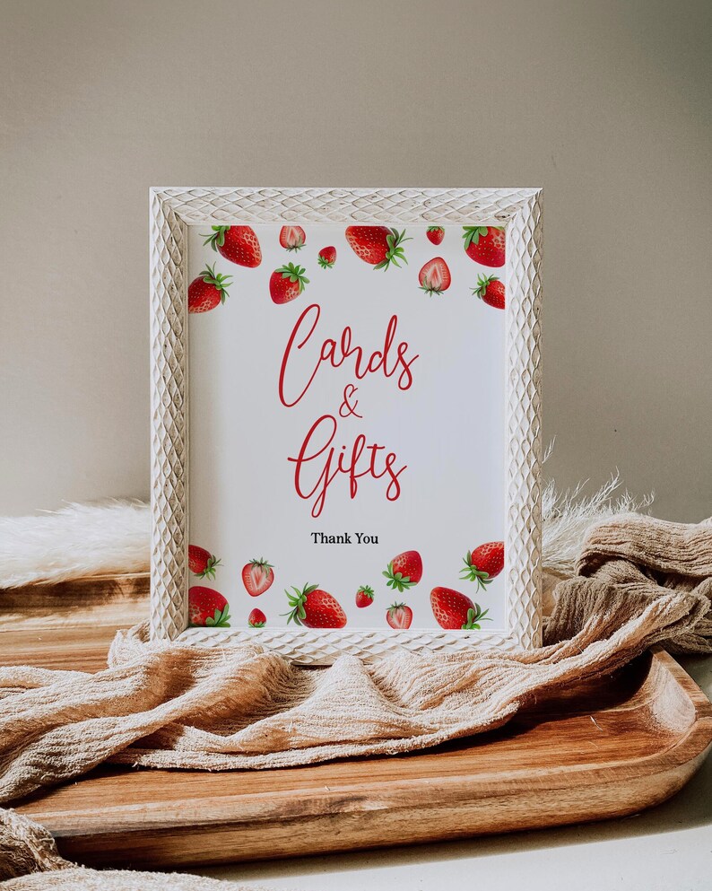 Strawberry Cards &amp; Gifts Sign Template Berry Sweet Sign - Etsy