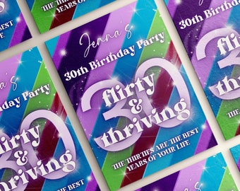 Dertig flirterige en bloeiende bewerkbare 30e verjaardagsuitnodiging | 13 Gaat door 30 | Uitnodiging 30e verjaardagsfeestje | Digitale download | Canvassjabloon