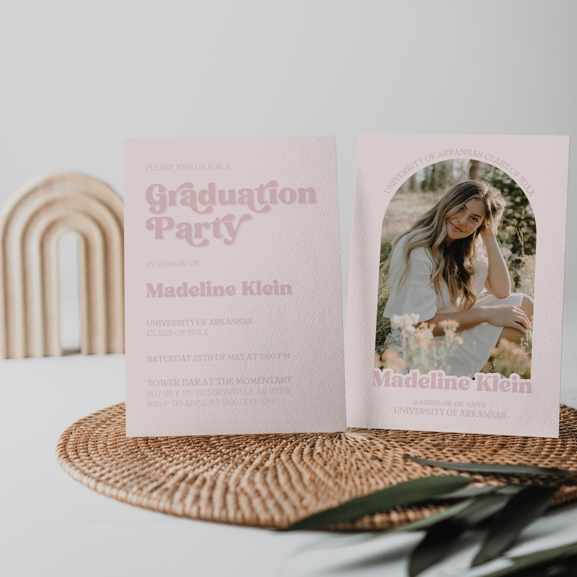 Graduation Arch Photo Invitation Template | College Graduation | Retro ...