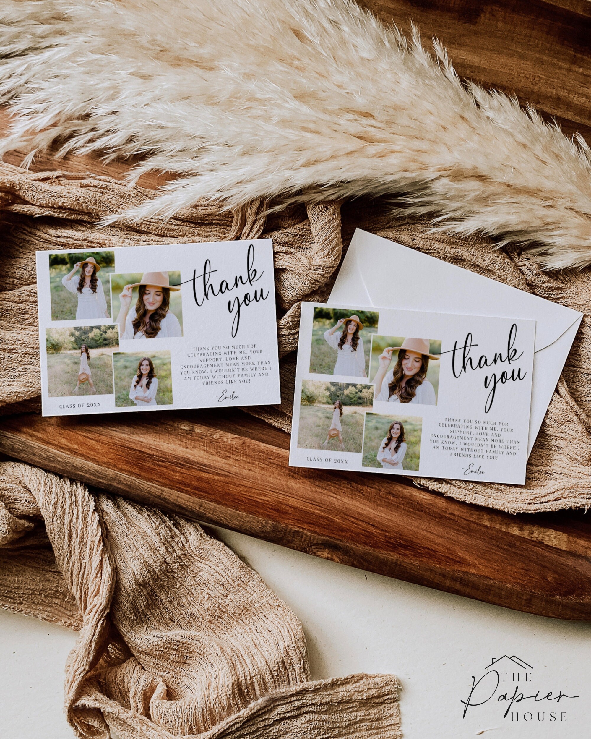 Graduation Thank You Card Template Grad Thank You Card Minimalist Thank