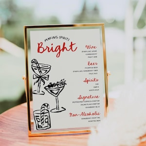 Znak menu koktajli świątecznych edytowalny | Znak koktajli świątecznych | Znak drinka z podpisem | Rysowany ręcznie | Szablon Canva POBIERZ