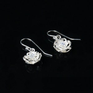 Peruvian 950 Silver, Small Flower, Dangle Earrings, Filigree Art, Hook Ear-wires, Jewelry for Women, Artisan Work Design, Bridesmaid Gifts