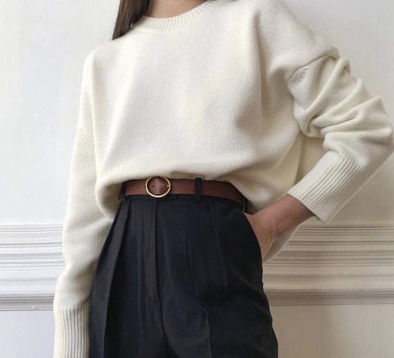 2023 Women's Winter Oversized Cashmere Sweater Elegant Knitted Pullover ...