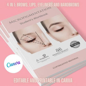 Micropigmentation Permanent Makeup Printable Workbook Manual Template Training Brows SPMU Design Canva Editable Course Ebook Level 4 VTCT