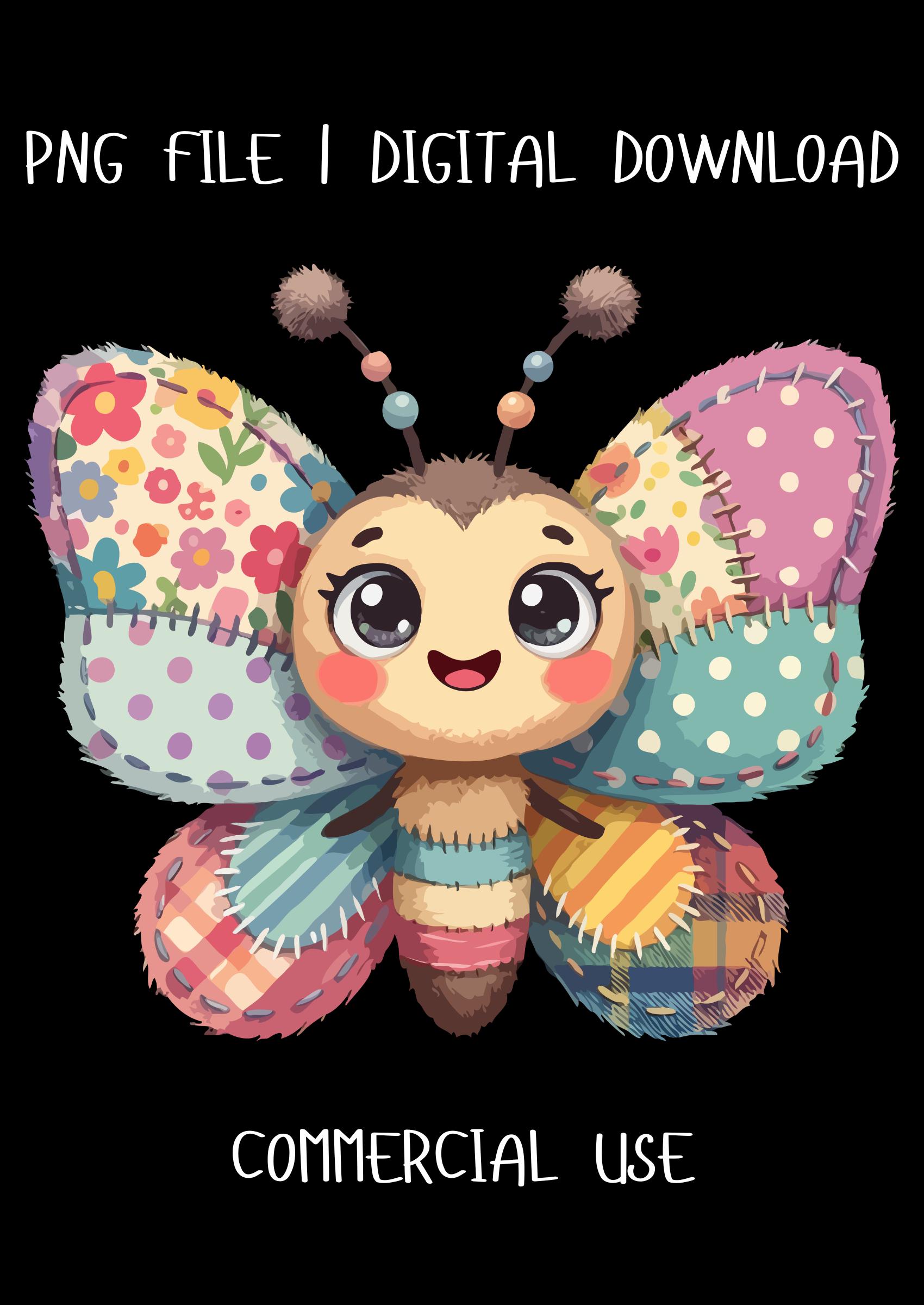 Bug Patchwork Patchwork Butterfly PNG, Quilted Insect Clipart, Shabby Chic Nursery ...