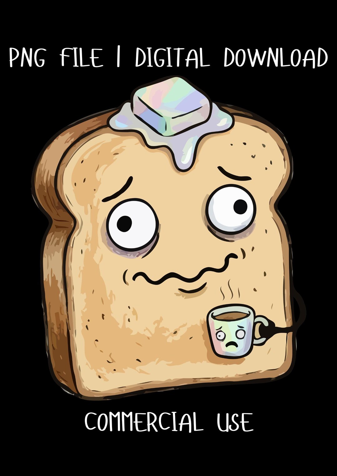 Funny Tired Toast PNG, Cute Exhausted Bread Clipart, Relatable Morning ...